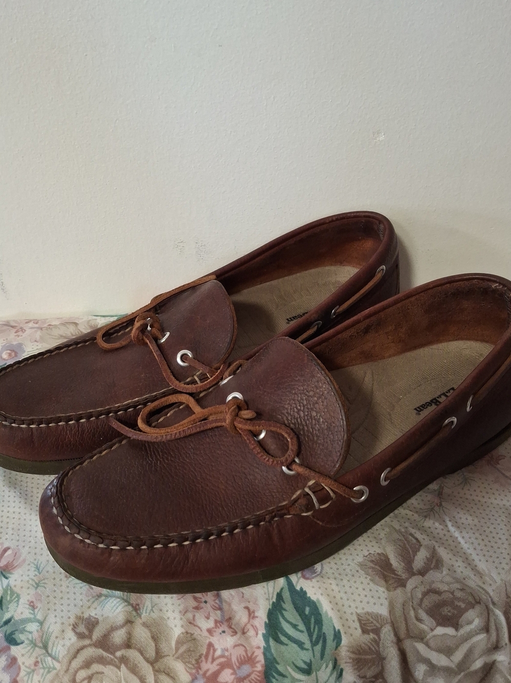 LL Bean Handsewn Moccasins Camp Mocs Dark Brown Mens 12 D EXC Leather